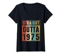 Damen Straight Outta 1975 Classic Birth of Birthday 1975 Vintage T-Shirt mit V-Ausschnitt