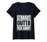 Damen Straight Outta Police Academy Graduation Class School Gifts T-Shirt mit V-Ausschnitt