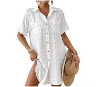 Damen Strandcover Up, Kurzarm Bluse, für bikini Überwurf, Jacquard | Muster, Elastisch, Leicht, Atmungsaktiv, Für Urlaub, Ferien, Club, Alltag, Frühling, Sommer,
