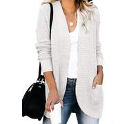 Damen Strandkimono Langarm aus Spitze - Leichter Bikini Cover Up V Ausschnitt für Urlaub & Party - Offene Strickjacke S-XXXL(White XXL)