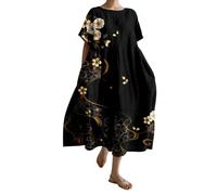 Damen Strandkleid Sommerkleid Mit Taschen Einfarbig/Blumen Sommerkleid Damen Große Größen Kleid Sommer Damen Lang Knielang A-Linie Sommerkleid Damen Strandkleid Sommerkleid Midi