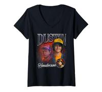 Damen Stranger Things Dustin Homage T-Shirt mit V-Ausschnitt