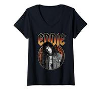 Damen Stranger Things Eddie Rock Band T-Shirt mit V-Ausschnitt