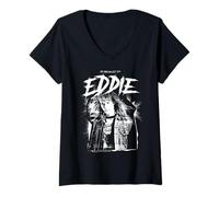 Damen Stranger Things in Erinnerung an Eddie Munson Hellfire Club T-Shirt mit V-Ausschnitt