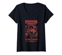 Damen Stranger Things Mindflayer Group Horror Movie Poster T-Shirt mit V-Ausschnitt