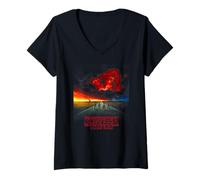 Damen Stranger Things Mindflayer Poster T-Shirt mit V-Ausschnitt