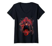 Damen Stranger Things Will Versus Vecna Offiziell lizenziert T-Shirt mit V-Ausschnitt