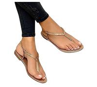 Damen Strass Riemen Sandalen Sale Glitzer Sandals Frauen Flip Flops Sandaletten Gummiband Slingback Sandale Elegant Flache Sandale Offene Zehe Sandalette rutschfeste Slippers Lässige Strandschuhe