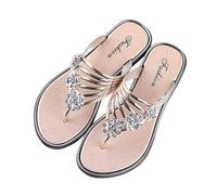 Damen Strass Zehentrenner Flip Flops Summer Sandalen Frauen Orthopädische Sandale Damen, Elegant Coole Mit Fussbett Sandaletten Bequem Pantoffeln Sandals Flache Lässige Offene Slipper Sommerschuhe