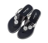 Damen Strass Zehentrenner Flip Flops Summer Sandalen Frauen Orthopädische Sandale Damen, Elegant Coole Mit Fussbett Sandaletten Bequem Pantoffeln Sandals Flache Lässige Offene Slipper Sommerschuhe