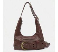 Damen Street Vintage Distressed Kunstleder Schulter- und Achseltasche, groß, mit verstellbarem Riemen, geeignet für Streetwear, Ausflüge, Dates und Pa