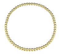 Damen Stretch Armband 925 Silber mit 3mm Kugeln in gold | Goldarmband mit Perlen aus 925 Sterling Silber mit wasserfester Vergoldung in 2 Größen von MATERIA by Matthias Wagner