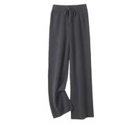 Damen-Strickhose aus Wolle, weites Bein, Herbst, Winter, Basic, weich, warm, Strickhose, lässig, zum Schnüren, Dunkelgrau9, M
