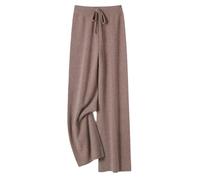 Damen-Strickhose aus Wolle, weites Bein, Herbst, Winter, Basic, weich, warm, Strickhose, lässig, zum Schnüren, Hellbraun, XXL