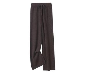 Damen-Strickhose aus Wolle, weites Bein, Herbst, Winter, Basic, weich, warm, Strickhose, lässig, zum Schnüren, S