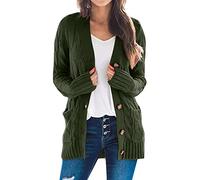 Damen Strickjacke Cardigan Elegant Offene Sweater,Long Cardigan Pink,Strickjacke Mit Perlenknöpfen,Gelbe Steppjacke Damen,Kurzmantel Grün Damen,Boho Strickjacke