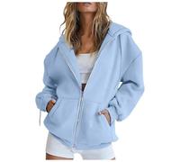 Damen Strickjacke, Hoodie Damen Sweatjacke Baumwoll Kapuzenjacke Herbst Lang Sweatshirt Kapuzenpullover Mit Kapuze ReißVerschluss Mantel Oversize Pullover 2025, L