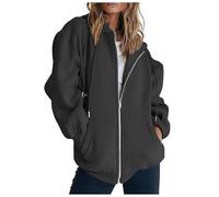 Damen Strickjacke, Hoodie Damen Sweatjacke Baumwoll Kapuzenjacke Herbst Lang Sweatshirt Kapuzenpullover Mit Kapuze ReißVerschluss Mantel Oversize Pullover 2025, 3XL