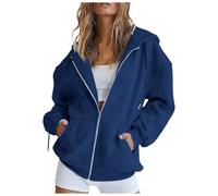 Damen Strickjacke, Hoodie Damen Sweatjacke Baumwoll Kapuzenjacke Herbst Lang Sweatshirt Kapuzenpullover Mit Kapuze ReißVerschluss Mantel Oversize Pullover 2025, S