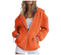 Damen Strickjacke, Hoodie Damen Sweatjacke Baumwoll Kapuzenjacke Herbst Lang Sweatshirt Kapuzenpullover Mit Kapuze ReißVerschluss Mantel Oversize Pullover 2025, 3XL