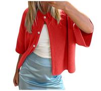 Damen Strickjacke Kurz Elegante Kurzarm Strick Cropped Cardigan Pullover Strickpullover Strickweste Y2k Sweater Knitted Top Herbst Frühling