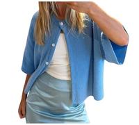 Damen Strickjacke Kurz Elegante Kurzarm Strick Cropped Cardigan Pullover Strickpullover Strickweste Y2k Sweater Knitted Top Herbst Frühling