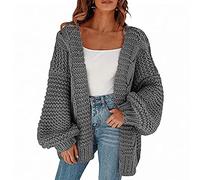 Damen Strickjacke Lang Damen Grobstrick Strickmantel Langarm Cardigan Einfarbig Herbst Winter Lose Strickcardigan Pullover Jacke Elegant Winterjacke Mantel für Frauen Kanpola