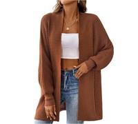 Damen Strickjacke Lang Winter Grobstrick Cardigan Damen Elegant mit Schalkragen Strickjacken Langarm Mittellang Strickcardigan Warm Einfarbig Longstrickjacke Kuschelige Strickmantel Herbstmantel