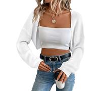 Damen Strickjacke Shrugs Langarm Strick Cropped Bolero Shrug Open Front Casual Cardigans für Kleider