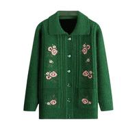 Damen Strickjacke,Strickjacke für Alte Damen Damenpullover mit Knöpfen Vintage Jacquard Strickwaren für Ältere Menschen Warmer Winterpullover Weich Bequem Oma Kleidung Mantel Jacke Geschenke Fü