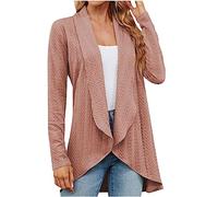 Damen-Strickjacke, vorne offen, langärmelig, leicht, lässig, Wasserfall-Strickjacke, einfarbig, lässig, lockere Strickjacke, schmale Passform, weiche Mäntel, Outwear, Hochzeit, besondere Anlässe, Hot