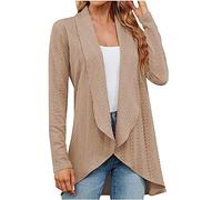 Damen-Strickjacke, vorne offen, langärmelig, leicht, lässig, Wasserfall-Strickjacke, einfarbig, lässig, lockere Strickjacke, schmale Passform, weiche Mäntel, Outwear, Hochzeit, besondere Anlässe,