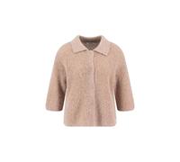 Damen Strickjacke - Wollmix, Hemdkragen, verkürzte Ärmel, Rippenstrick