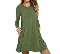 Damen Strickkleid Party Outfit Damen Enges Kleid Damen Elegant Einfarbig A-Linie Kleider Rundhals Knielang Blusenkleid Winter Tunikakleid Casual Sweatkleid Kleid Blau (Army Green,5XL)