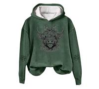 Damen Strickpullover Frauen Kuh Sweatshirts für Frauen Western Kuh Print Shirt Country Western Sweatshirt Strickjacke Grobstrick