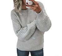 Damen Strickpullover Loose Fit O-Ausschnitt Langarm Jacquard | Lockere Passform, O-Ausschnitt, langärmlig, ideal für entspannte für silhouetten und Layering