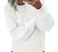 Damen Strickpullover Loose Fit O-Ausschnitt Langarm Jacquard | Lockere Passform, O-Ausschnitt, langärmlig, ideal für entspannte für silhouetten und Layering