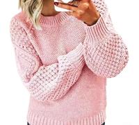 Damen Strickpullover Loose Fit O-Ausschnitt Langarm Jacquard | Lockere Passform, O-Ausschnitt, langärmlig, ideal für entspannte für silhouetten und Layering