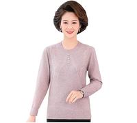 Damen Strickpullover - Pullover Für Ältere Frauen Mittleren Alters, Mutter, Frühling, Herbst, Warmes Oberteil, Oma Trägt Winter-Pollovers, Langärmelige Unterhemden, Beige, XL