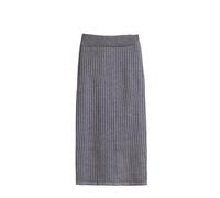 Damen Strickrock - Damenmode Herbst Winter Damen Strickröcke Solide Sexy Lange Split Röcke Damen Stricken Lange Röcke 70Cm Büro Dame Rock Grau Einheitsgröße