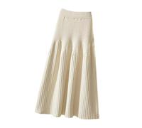 Damen-Strickrock Hoher Taille A-line-röcke Solid Falten-strickröcke Midi Regenschirm Rock