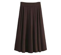 Damen Strickrock Lang - Plissee Rock Lang Winter Midi Skirt Einfarbig | A-Linie Bleistiftrock Freizeit Plisseerock Hohe Taille Strick Rock Stretch Figurbetont Rock Bleistift Rock