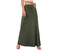 Damen Strickrock Unifarben Elastisch Regular Länge | Elastischer für bund, unifarbenes Design, regular Länge, atmungsaktiv, casual Stil(Dark Green XL)