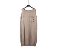 Damen Strickweste,Frauen Strickpullover Weste Casual Einfarbig Lange Spleißen Rundhalsausschnitt Knöpfe Tasche Herbst Winter Warm Lose Ärmellos Pullover Gilets Pullover Stricken Tank Top Cami Wes