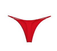 Damen String Frauen Double Strap Sexy Tanga Niedrige Taille Double Cotton T-Form Höschen Slips Seamless Damen Sport Slip Damen Nahtlos (Red, M)