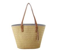 Damen Stroh Schultertasche Damen Basttasche Einzelne Umhängetasche Große Strohtasche Sommer Strandtasche Gewebt Korbtasche Flechttasche Stroh Basttasche Damen Sommer Strohtasche Sommer Strandtasche