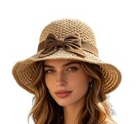 Damen Strohhüte für den Sommer Faltbare Kopfbedeckung mit breiter Krempe