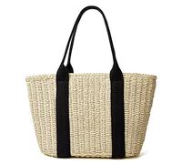 Damen Strohtasche Sommer Strand Große Tragetasche Handgemachte Gewebte Schulter Crossbody Handtasche, A-beige, Einheitsgröße