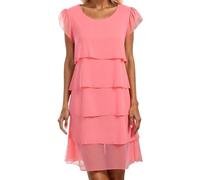 Damen Stufen Chiffonkleid Faltenkleid Patchwork Sommerkleider Chiffon Rundhals Kurzärm Kleid Mode Elegant Abend Midikleid Abendkleider Partykleid