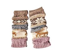 Damen Stulpen Weihnachten Vintage Weihnachtsstrumpf Beinwärmer Lange Winter Strick Häkelarbeit Legwarmer Beinstulpen Verdicken Strümpfe Knit Crochet Socken Gestrickte Strümpfe 80er Jahre für Mädchen